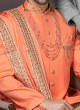 Raw Silk Indowestern In Orange Color